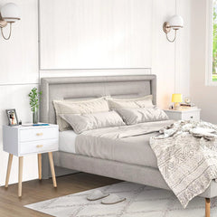 Syngar Nightstand Set of 2, Modern Bedside Tables with 2 Drawers, Storage Shelf and Wood Handles, White Bedroom Furniture