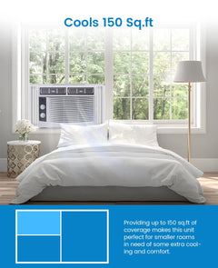 Garvee 5000 BTU Window Air Conditioner, Fast Cooling for Rooms up to 150 Sq. Ft, Window Ac Unit with 7 Level Temperature Setting, White