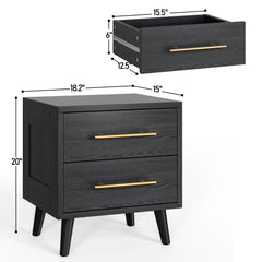 Noelse 3-Piece Bedroom Furniture Set, 6-Drawer Dresser and 2 Nightstands, Modern Wood Storage Organizer, Black