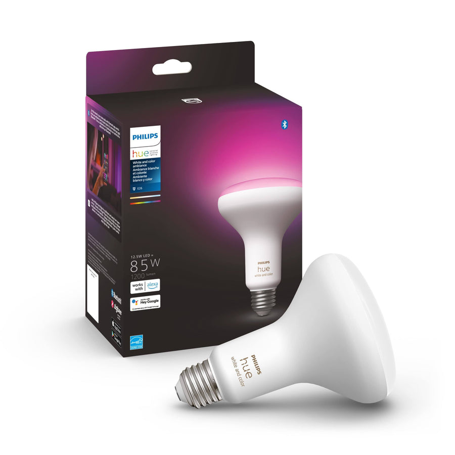 Philips - Hue BR30 Bluetooth 85W Smart LED Bulb - White and Color Ambiance