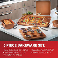 Gotham Steel 32 Pcs Pots and Pans Set Non Stick, Cookware Set with Bakeware and Premium Food Storage Set Nonstick Pots and Pans Set, Red