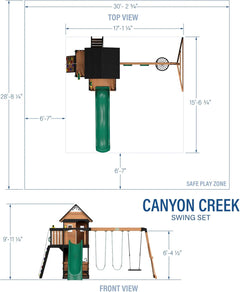 Backyard Discovery Canyon Creek Cedar Wood Swing Set with Wave Slide, Clubhouse, Play Kitchen, Picnic Area, Swings and Rock Wall