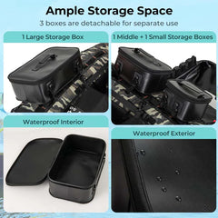 Inflatable Fishing Float Tube, 350LBS Portable Belly Boat with Rod Rack Basket, Fish Finder Holder, Fish Ruler, 3 Storage Boxes & Pump