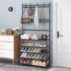 1pc,4/5 Tier Storage Shelf,Standalone Coat Rack With 8 Double Hooks,31.49 Inch Wide Hallway Shoe Rack,Entryway Coat Rack,Living Room, Bathroom, Hallway Shoe Organizer