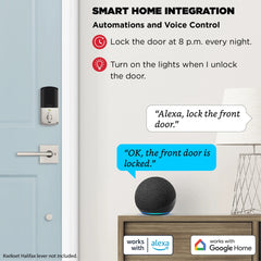 Kwikset Halo Touchscreen Wi Fi Smart Deadbolt Hardware Lock with Smartkey Satin Nickel