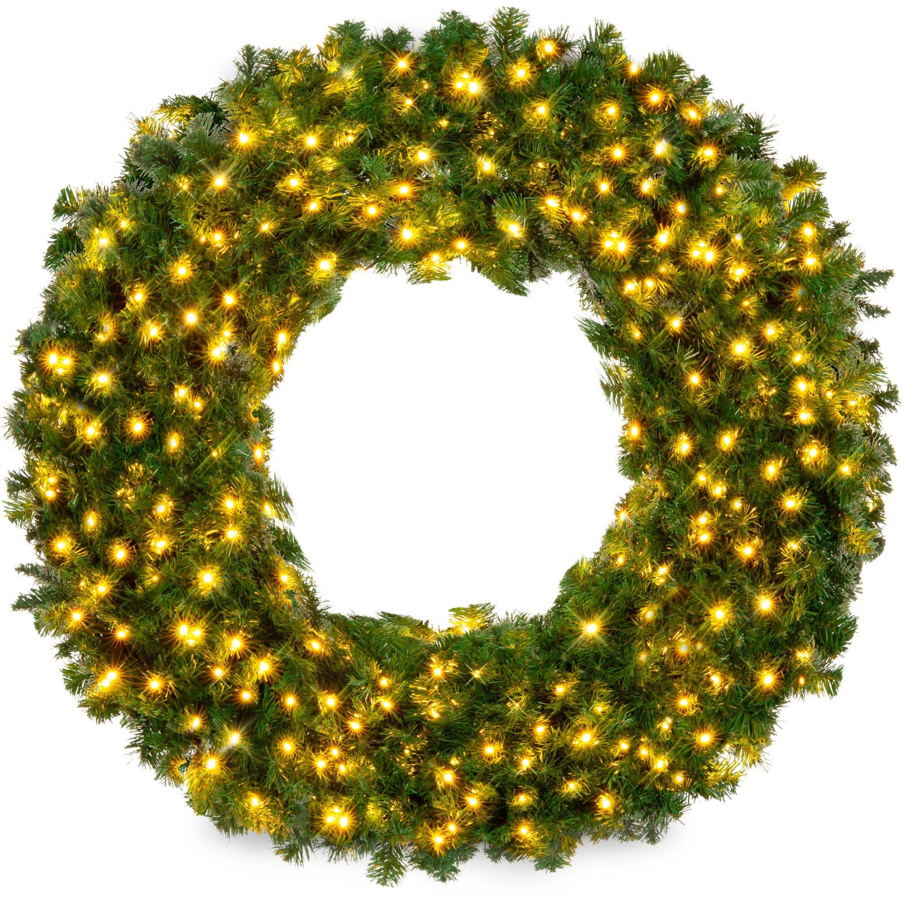 Best Choice Products 60in Artificial Pre-Lit Fir Christmas Wreath Decoration w/ 300 LED Lights 930 Tips Power Plug-In