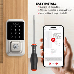 Kwikset Halo Touchscreen Wi Fi Smart Deadbolt Hardware Lock with Smartkey Satin Nickel