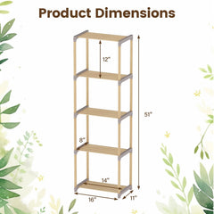 Tangkula 4/5-Tier Solid Wood Bookshelf for Home Office