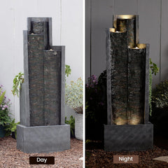 Outdoor Modern Waterfall Fountain Water Fall Fountains with LED Lights for Garden, Patio, Backyard, Deck, Porch and Home Decor