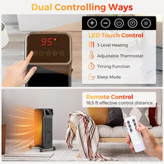 1500W Oil Filled Radiator Heater with Remote Control, Adjustable Thermostat, 24H Timer & 3 Modes, Portable Electric Space Heater for Home Office