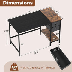 Tangkula 48" Writing Desk with Spacious Tabletop for Home Office