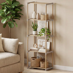Tangkula 4/5-Tier Solid Wood Bookshelf for Home Office