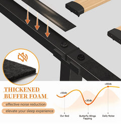 Enhomee Queen Bed Frame with 3 Storage Drawers, Upholstered Platform Bed with Headboard, Metal Frame and Wood Slats, Beige