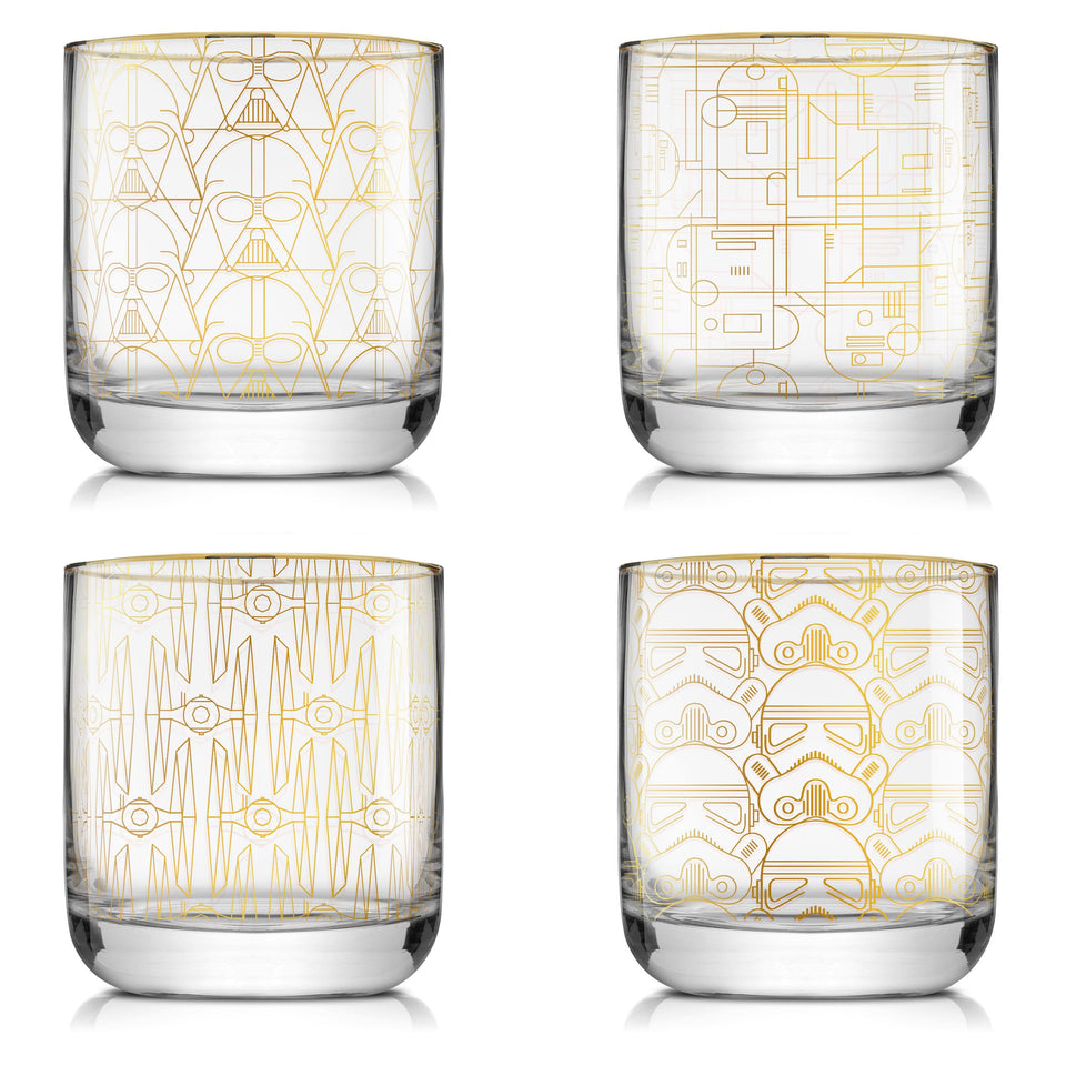 JoyJolt Star Wars Deco Double Old Fashion Drinking Glass 10 oz Set of 4