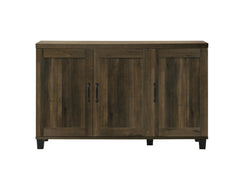 Qumbnk Wood Shoes Storage Cabinet with Handle, 3 Door Accent Cabinet for Living Room, Bedroom, Dark Brown