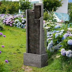Outdoor Modern Waterfall Fountain Water Fall Fountains with LED Lights for Garden, Patio, Backyard, Deck, Porch and Home Decor