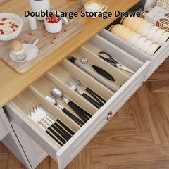 Lofka 52 Inch Kitchen Island with Storage on Wheels with Wood Drop Leaf, Ideal for Small Kitchens