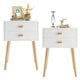 Syngar Nightstand Set of 2, Modern Bedside Tables with 2 Drawers, Storage Shelf and Wood Handles, White Bedroom Furniture