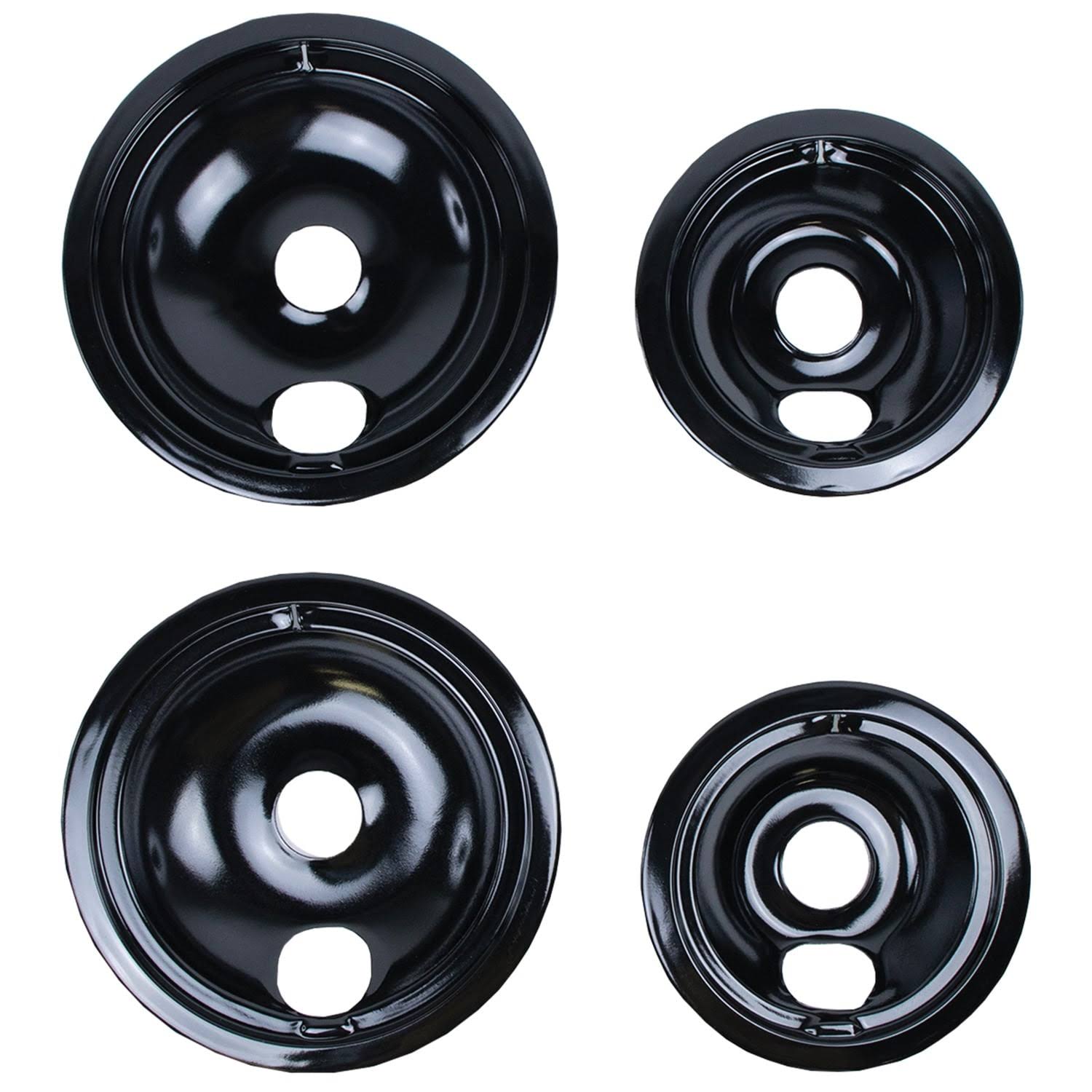 Certified Appliance Accessories 50002-b Black Porcelain Style B 2 Large 8 inch & 2 Small 6 inch Replacement Drip Bowls for GE & Hotpoint Electric