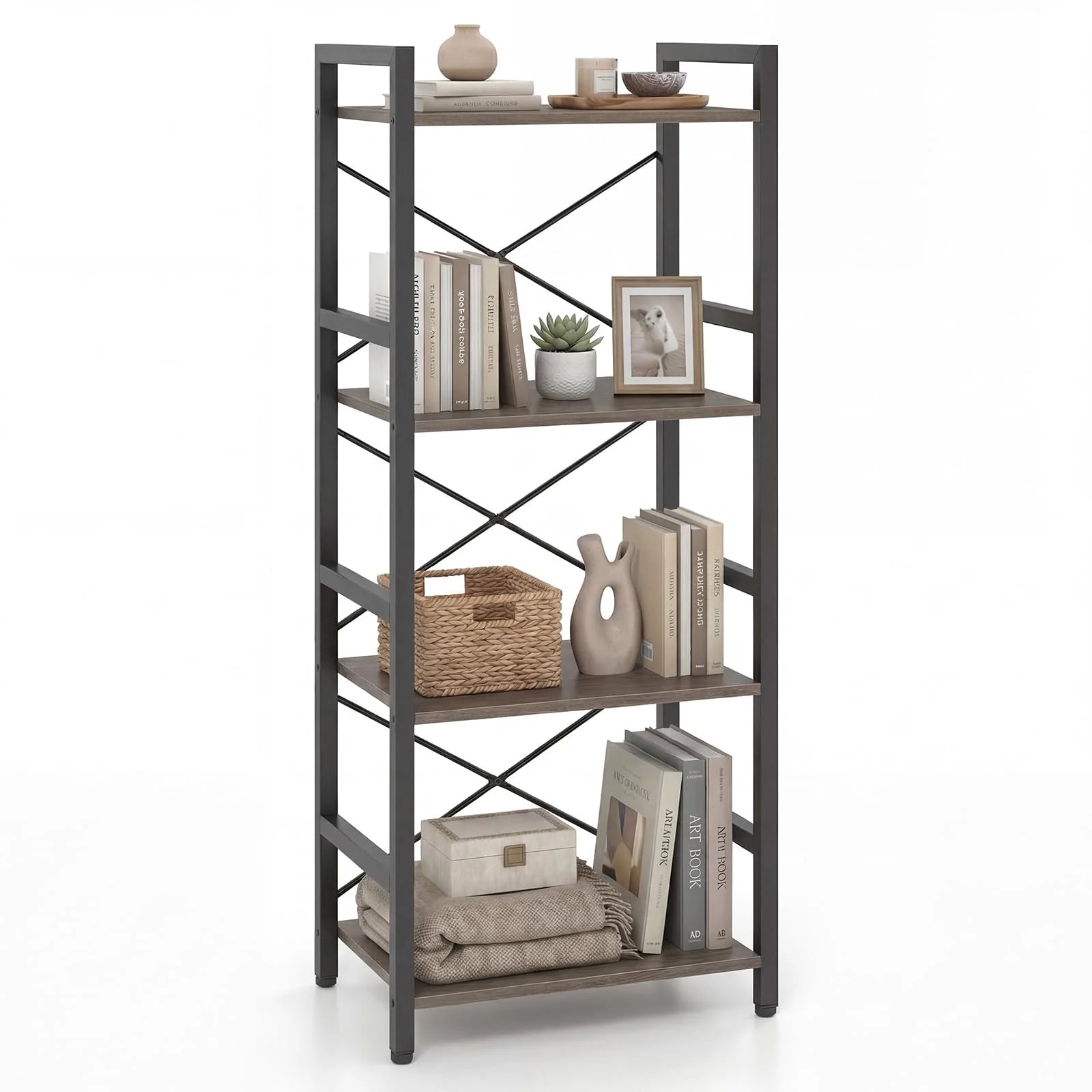 Tangkula 3-Tier Industrial Bookshelf for Home Office
