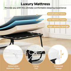 Cot Size Rollaway Guest Bed with Memory Foam Mattress, 75"x31" Portable Folding Bed with Heavy-Duty Metal Frame for Home Office Small Spaces