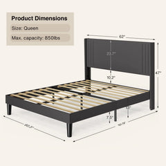 Bedroom Furniture Set with Queen Bed Frame, 2 Nightstands, 5-Drawer Dresser and 6-Drawer Dresser, Modern Black Storage Set